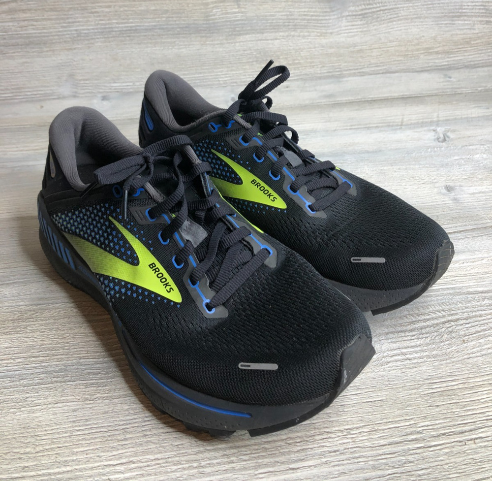 Brooks Adrenaline GTS 22 Shoes Mens Size 9 Black Blue Yellow Running Cushion